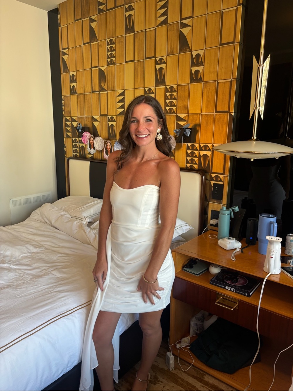 12th Tribe White Strapless Mini Dress with Draped Sash - Picture 6 of 7
